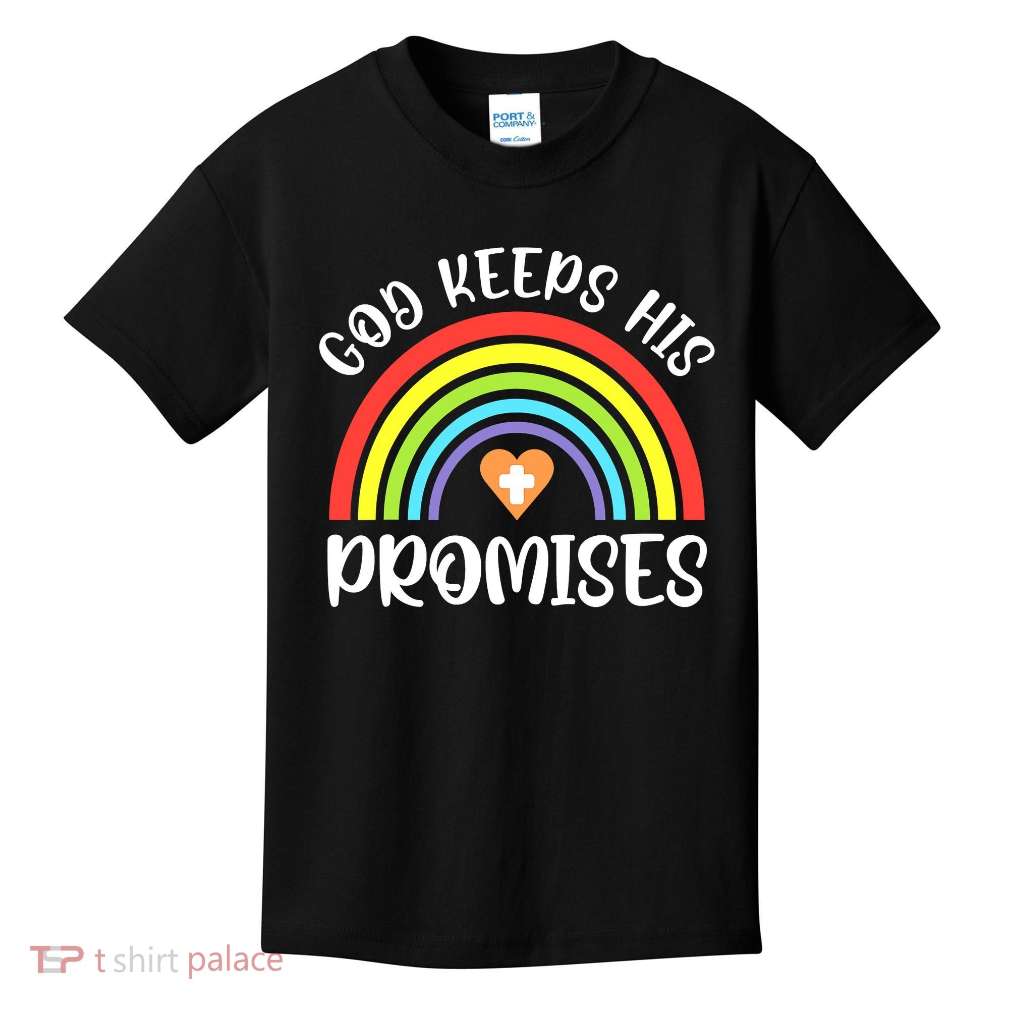 Rainbow Christian God Keeps His Promises Bible Noah Kids T-Shirt