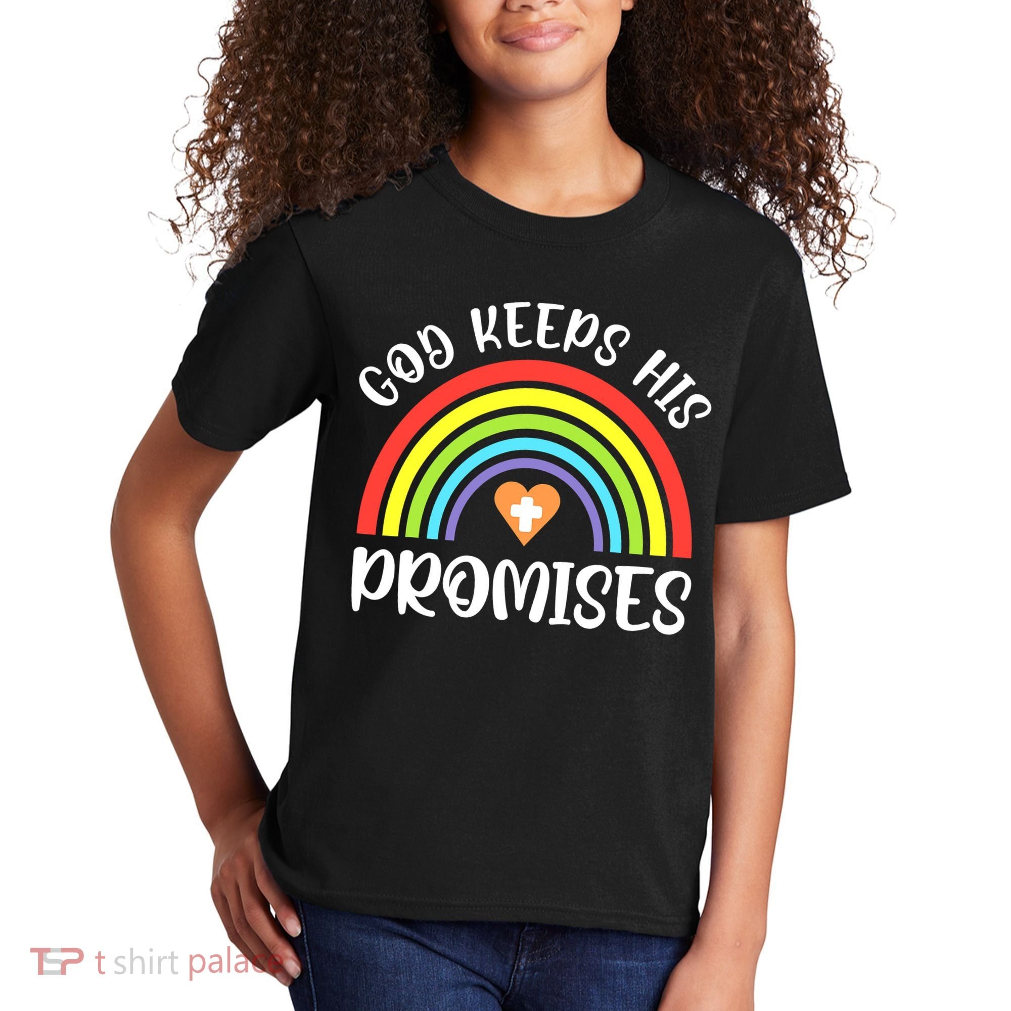 Rainbow Christian God Keeps His Promises Bible Noah Kids T-Shirt