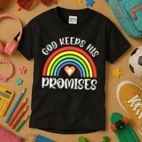 Rainbow Christian God Keeps His Promises Bible Noah Kids T-Shirt thumb 3