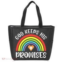 Rainbow Christian God Keeps His Promises Bible Noah Tote Bag thumb 0