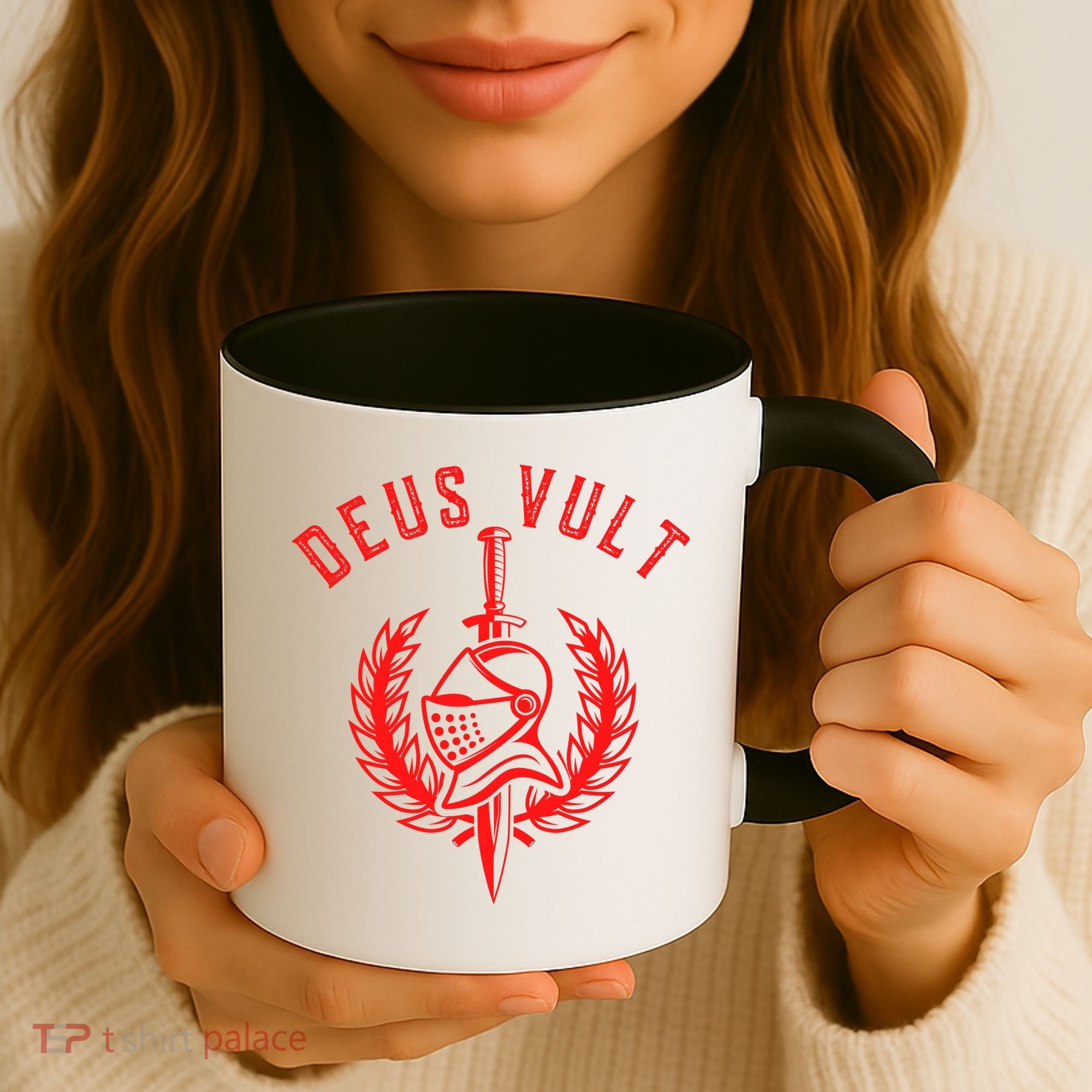 Roman Catholic Gift Deus Vult Crusader Coffee Mug