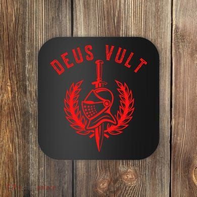 Roman Catholic Gift Deus Vult Crusader Coaster