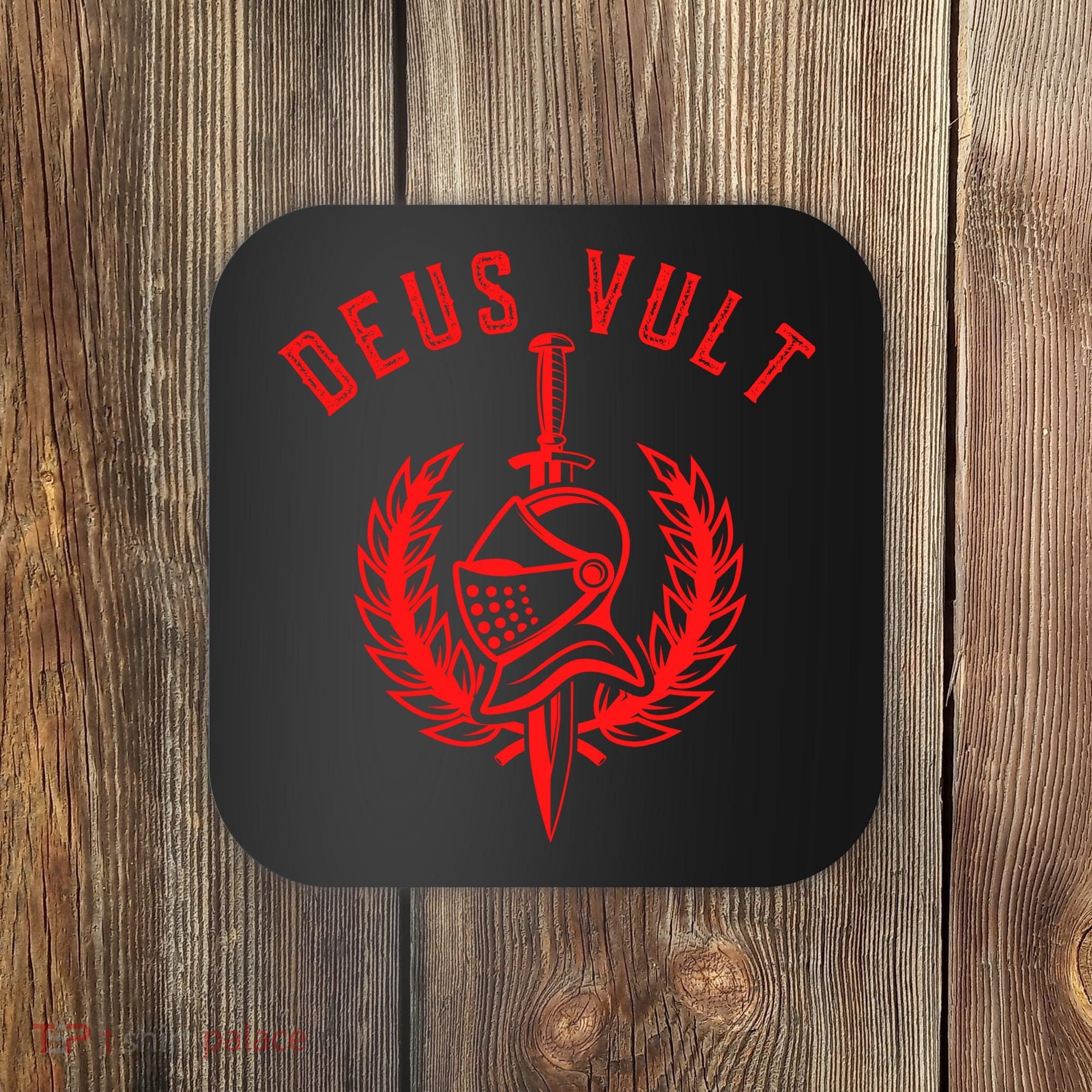 Roman Catholic Gift Deus Vult Crusader Coaster