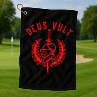Roman Catholic Gift Deus Vult Crusader Golf Towel thumb 1