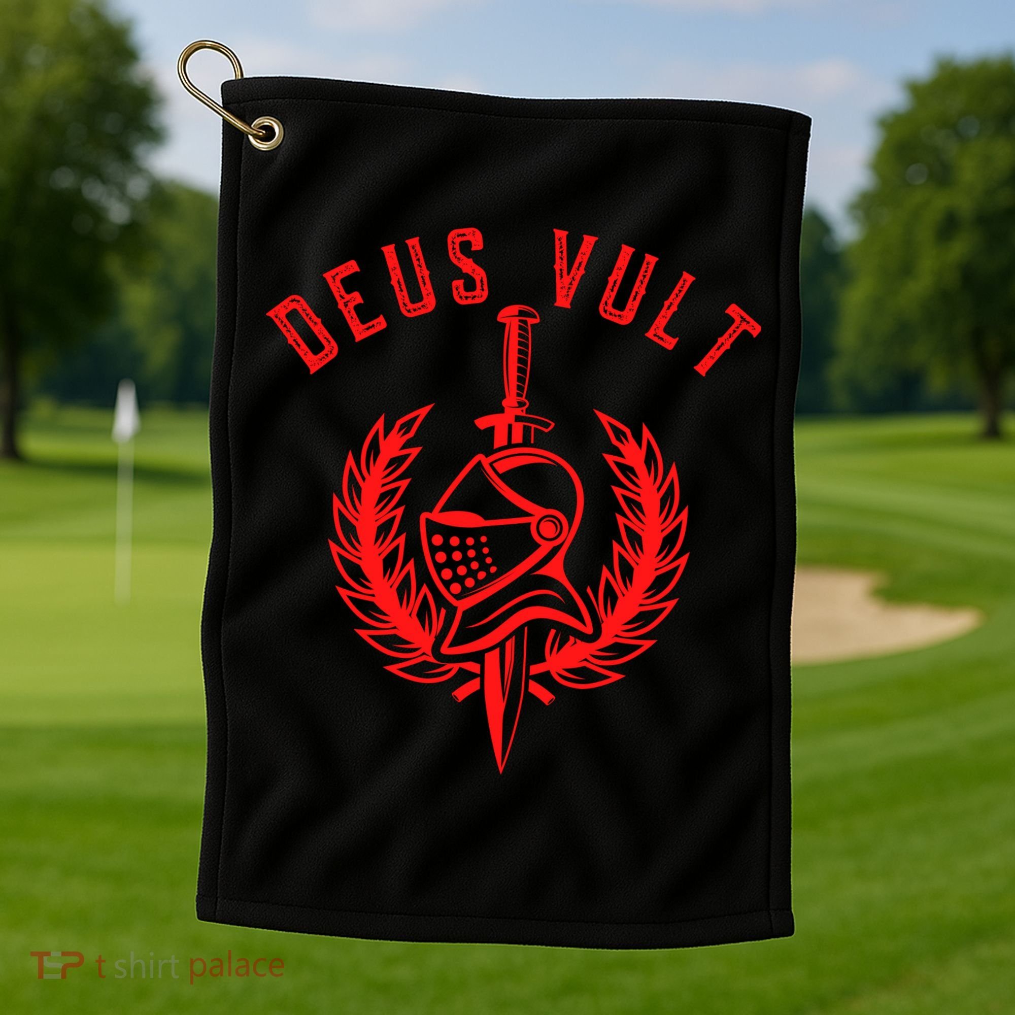 Roman Catholic Gift Deus Vult Crusader Golf Towel