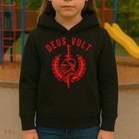 Roman Catholic Gift Deus Vult Crusader Kids Hoodie thumb 3