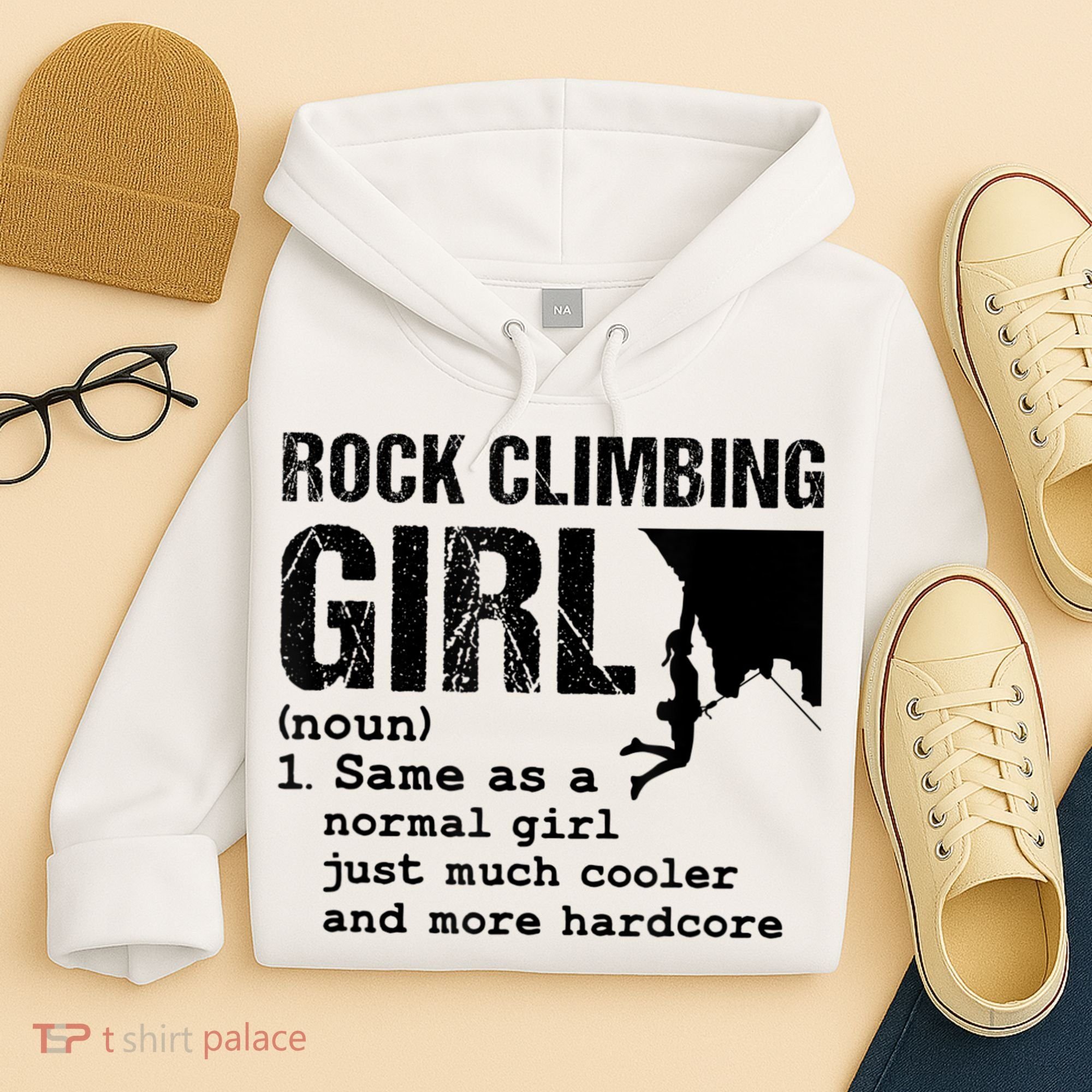 Rock Climbing Girl Definition Mountain Climber Bouldering Hoodie