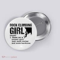 Rock Climbing Girl Definition Mountain Climber Bouldering Button thumb 0
