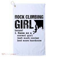 Rock Climbing Girl Definition Mountain Climber Bouldering Golf Towel thumb 0