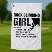 Rock Climbing Girl Definition Mountain Climber Bouldering Golf Towel thumb 1