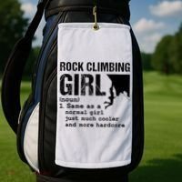 Rock Climbing Girl Definition Mountain Climber Bouldering Golf Towel thumb 2