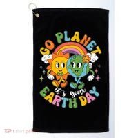 Retro Cartoon Go Planet Its Your Earth Day Golf Towel thumb 0