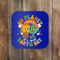 Retro Cartoon Go Planet Its Your Earth Day Coaster thumb 0