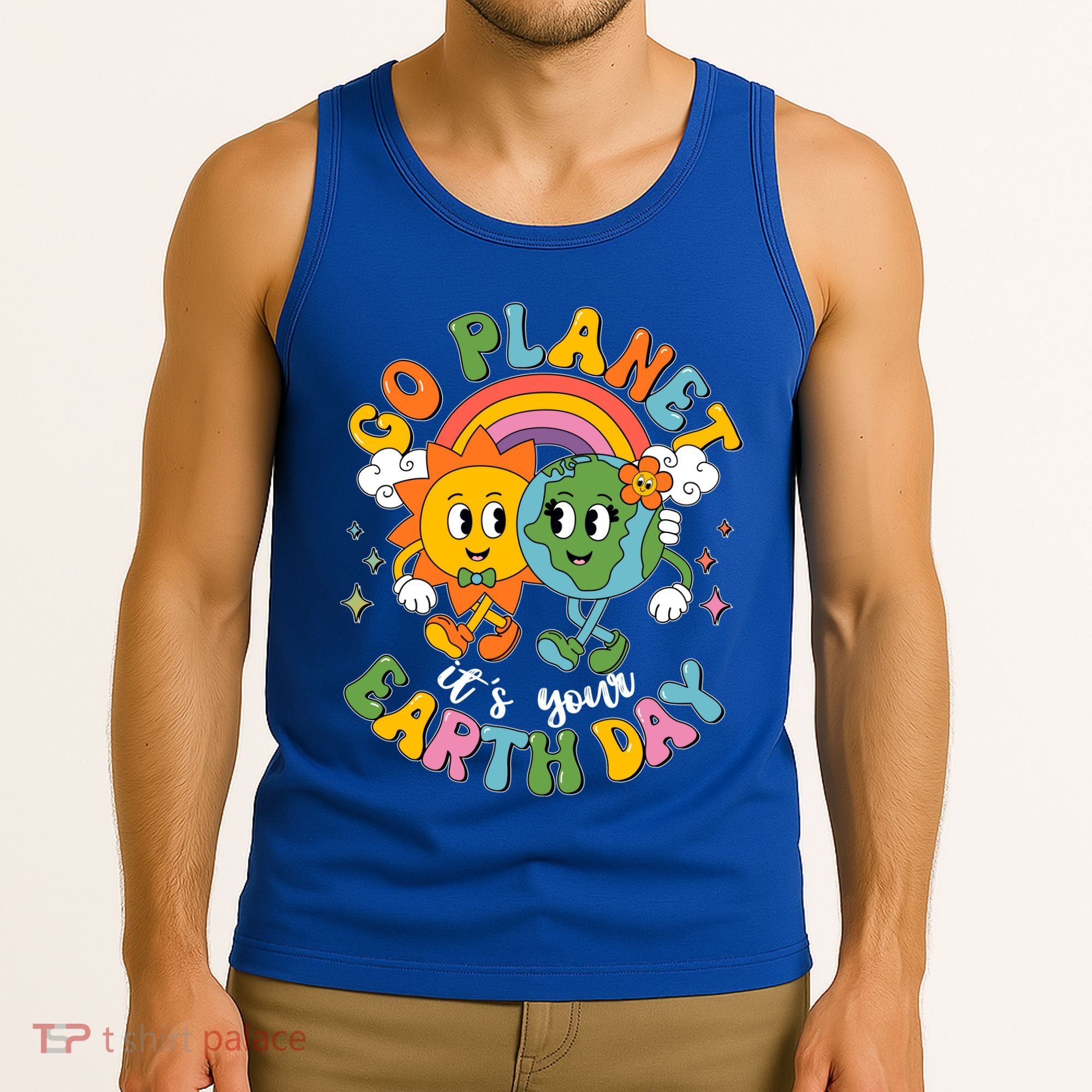 Retro Cartoon Go Planet Its Your Earth Day Tank Top