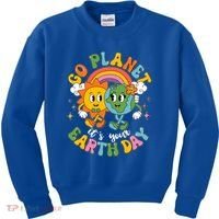 Retro Cartoon Go Planet Its Your Earth Day Kids Sweatshirt thumb 0