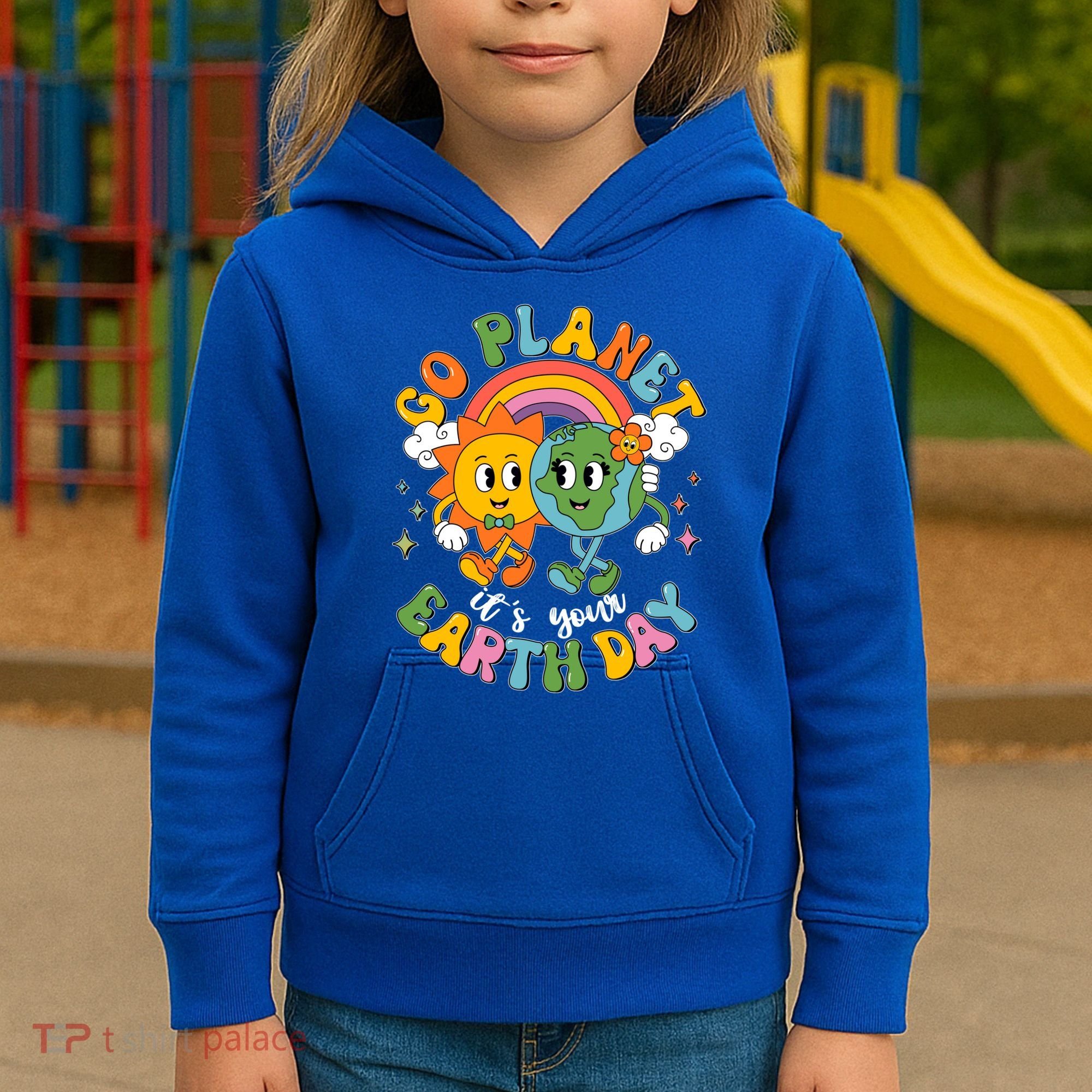 Retro Cartoon Go Planet Its Your Earth Day Kids Hoodie