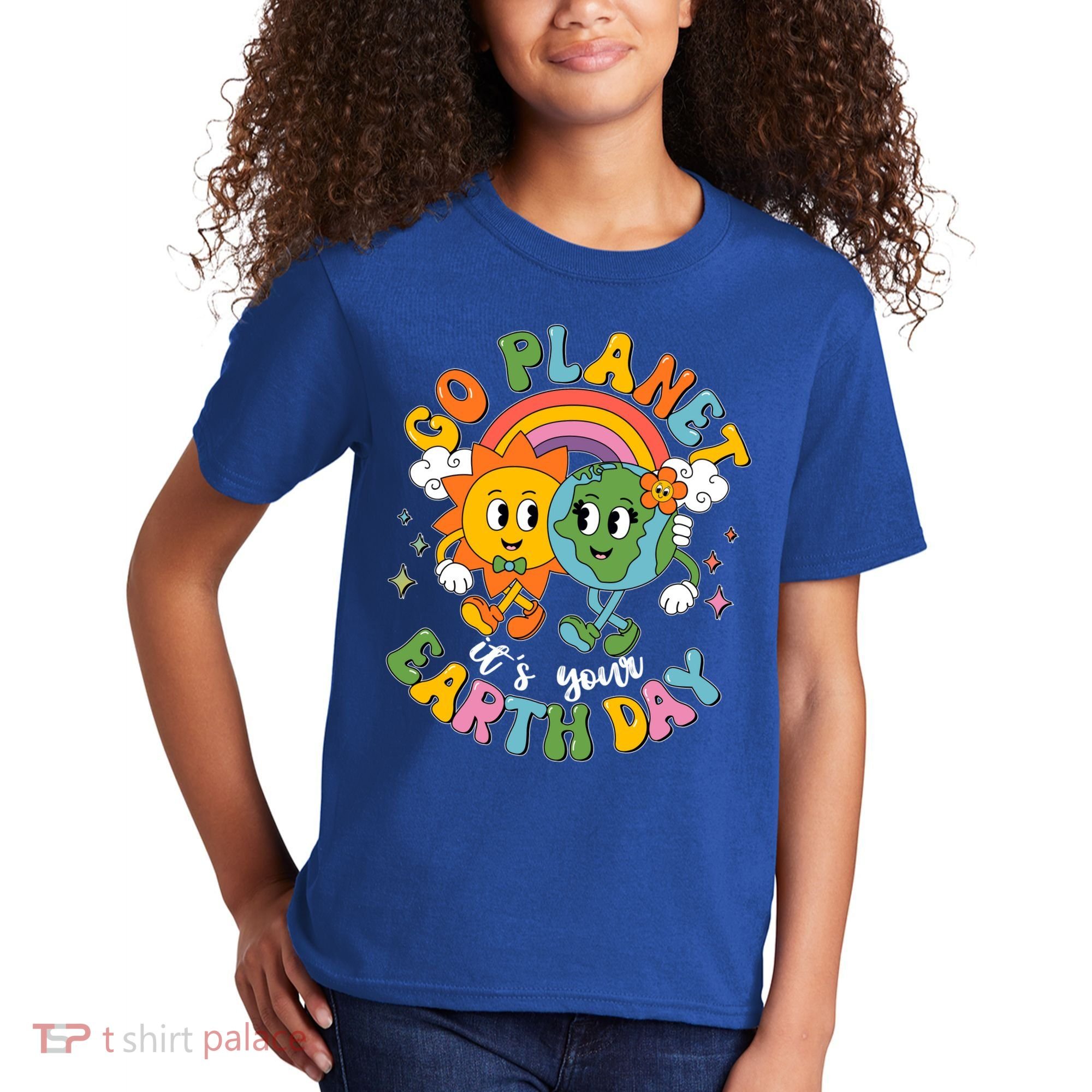 Retro Cartoon Go Planet Its Your Earth Day Kids T-Shirt