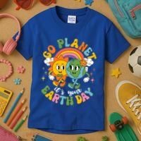 Retro Cartoon Go Planet Its Your Earth Day Kids T-Shirt thumb 3