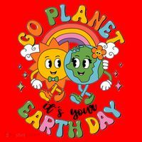 Retro Cartoon Go Planet Its Your Earth Day Santa Hat thumb 1