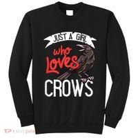 Raven Crow Gift Birding Bird Watching Just A Girl Who Loves Crows Sweatshirt thumb 0