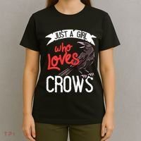 Raven Crow Gift Birding Bird Watching Just A Girl Who Loves Crows T-Shirt thumb 4
