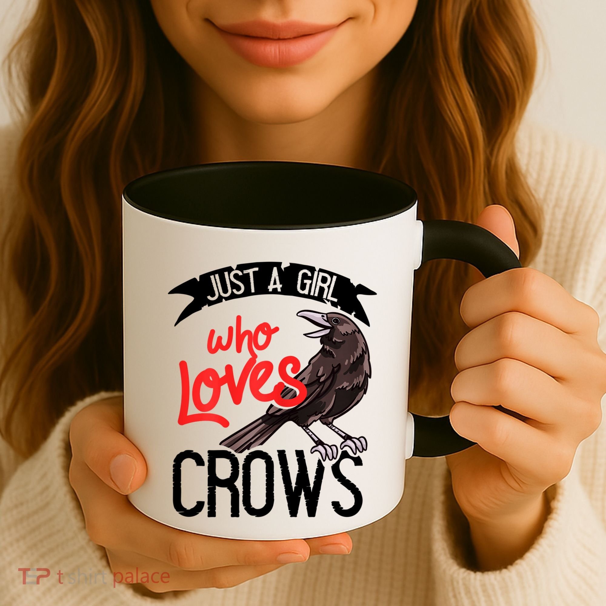 Raven Crow Gift Birding Bird Watching Just A Girl Who Loves Crows Coffee Mug