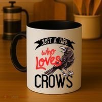 Raven Crow Gift Birding Bird Watching Just A Girl Who Loves Crows Coffee Mug thumb 4