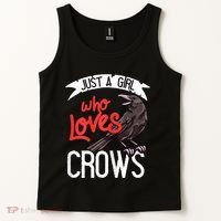 Raven Crow Gift Birding Bird Watching Just A Girl Who Loves Crows Tank Top thumb 2
