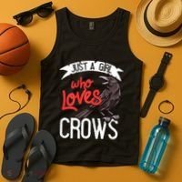 Raven Crow Gift Birding Bird Watching Just A Girl Who Loves Crows Tank Top thumb 4