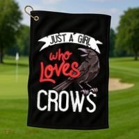 Raven Crow Gift Birding Bird Watching Just A Girl Who Loves Crows Golf Towel thumb 1