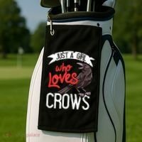 Raven Crow Gift Birding Bird Watching Just A Girl Who Loves Crows Golf Towel thumb 2