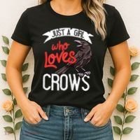 Raven Crow Gift Birding Bird Watching Just A Girl Who Loves Crows Women's T-Shirt thumb 2