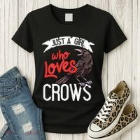 Raven Crow Gift Birding Bird Watching Just A Girl Who Loves Crows Women's T-Shirt thumb 3
