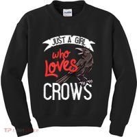 Raven Crow Gift Birding Bird Watching Just A Girl Who Loves Crows Kids Sweatshirt thumb 0