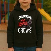 Raven Crow Gift Birding Bird Watching Just A Girl Who Loves Crows Kids Hoodie thumb 3