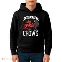 Raven Crow Gift Birding Bird Watching Just A Girl Who Loves Crows Kids Hoodie thumb 4