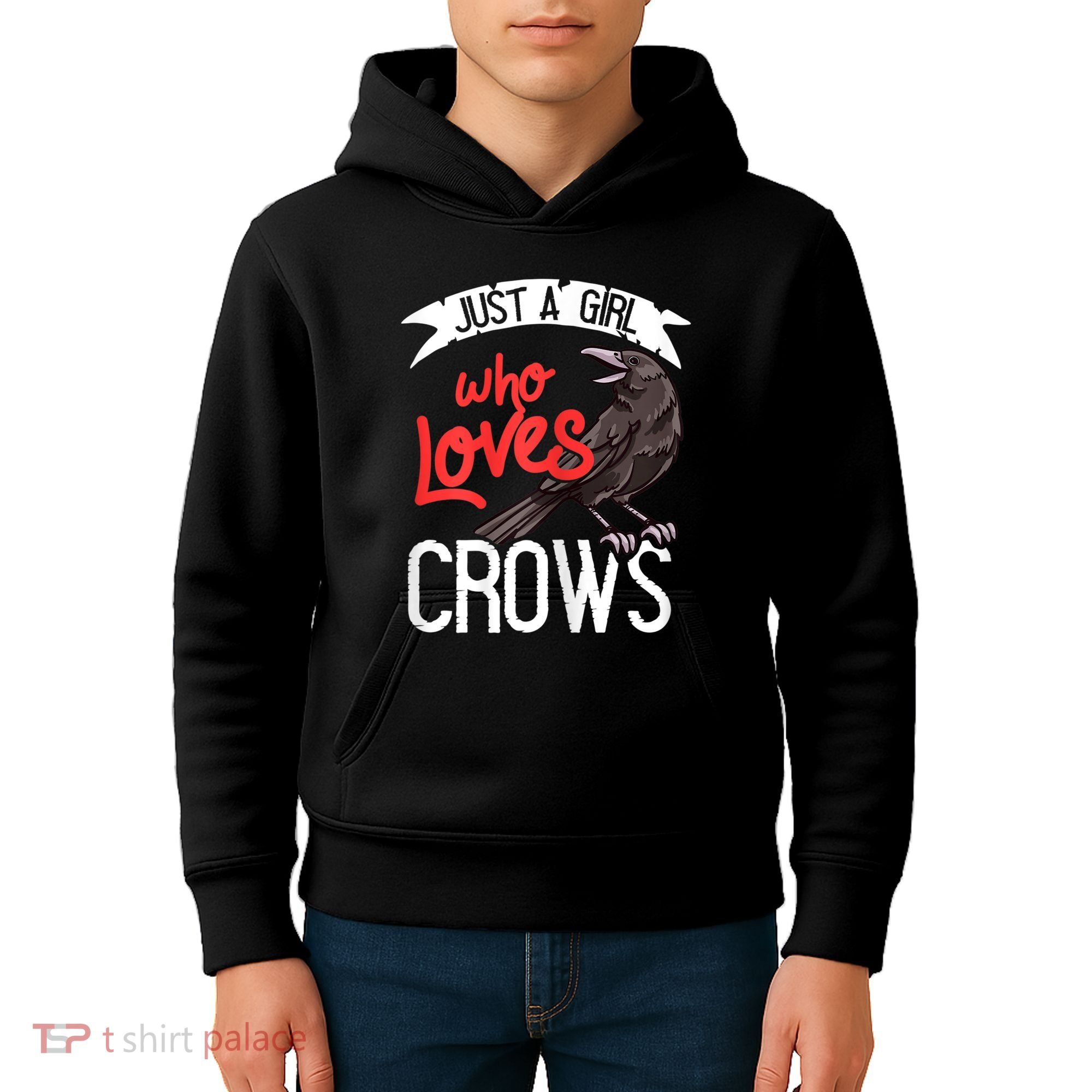 Raven Crow Gift Birding Bird Watching Just A Girl Who Loves Crows Kids Hoodie