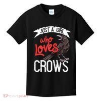 Raven Crow Gift Birding Bird Watching Just A Girl Who Loves Crows Kids T-Shirt thumb 0