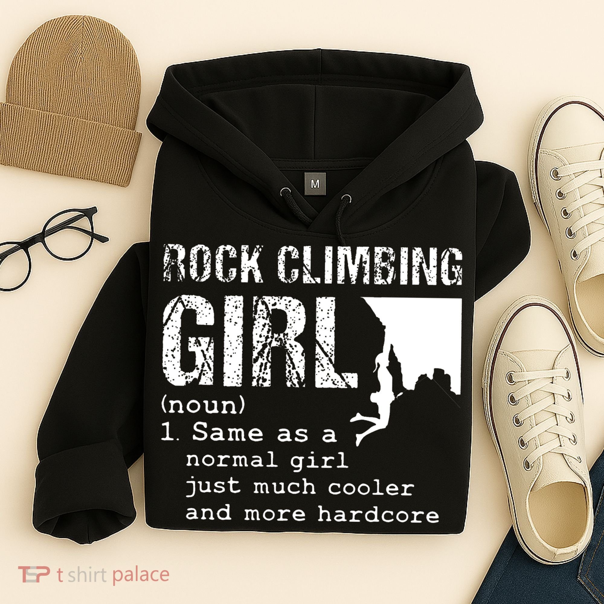 Rock Climbing Girl Definition Mountain Climber Bouldering Hoodie