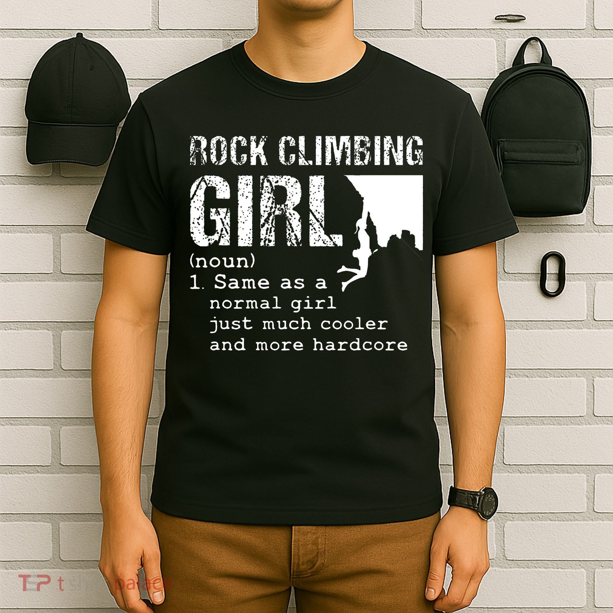 Rock Climbing Girl Definition Mountain Climber Bouldering T-Shirt