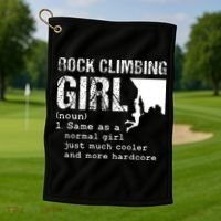 Rock Climbing Girl Definition Mountain Climber Bouldering Golf Towel thumb 1