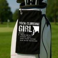 Rock Climbing Girl Definition Mountain Climber Bouldering Golf Towel thumb 2