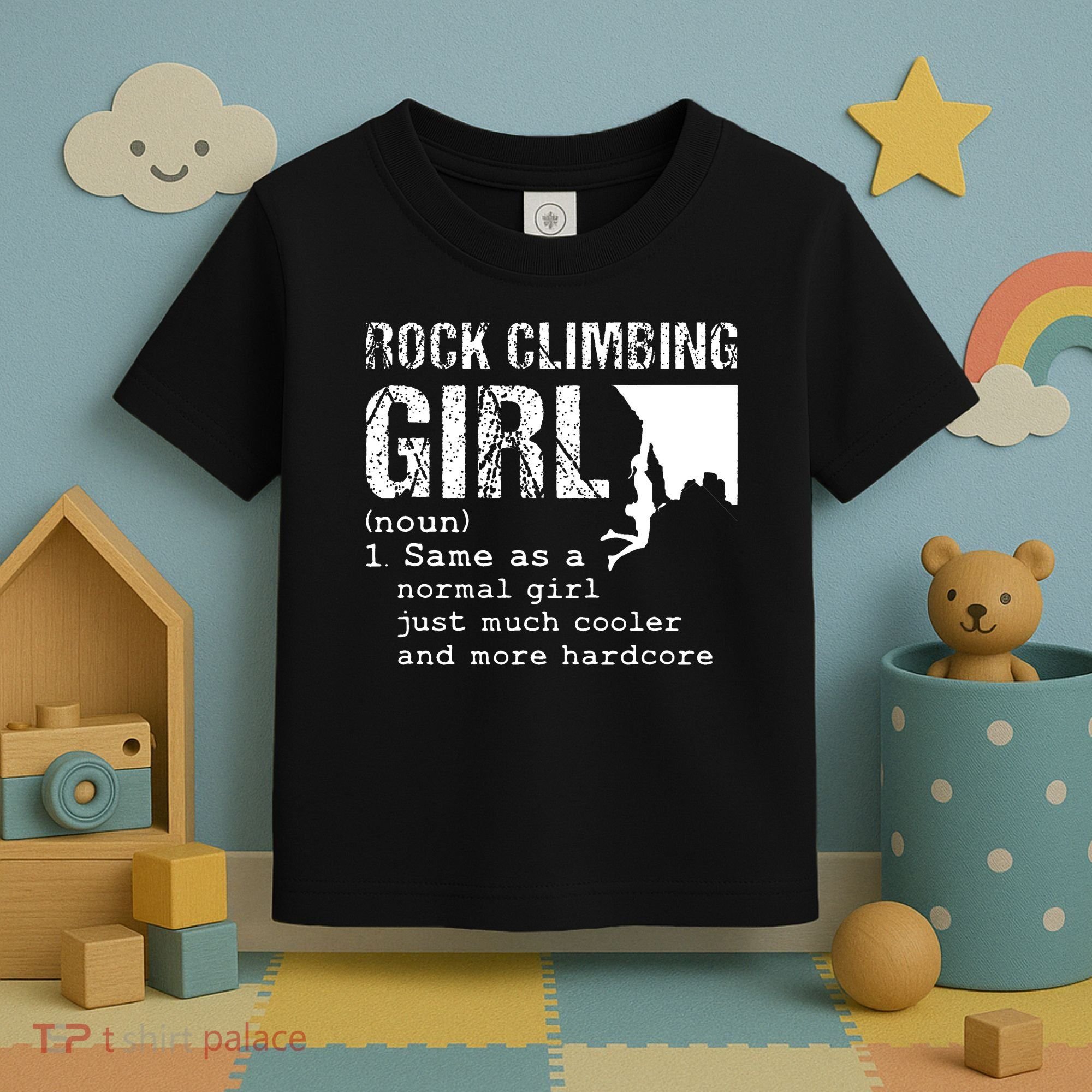 Rock Climbing Girl Definition Mountain Climber Bouldering Toddler T-Shirt