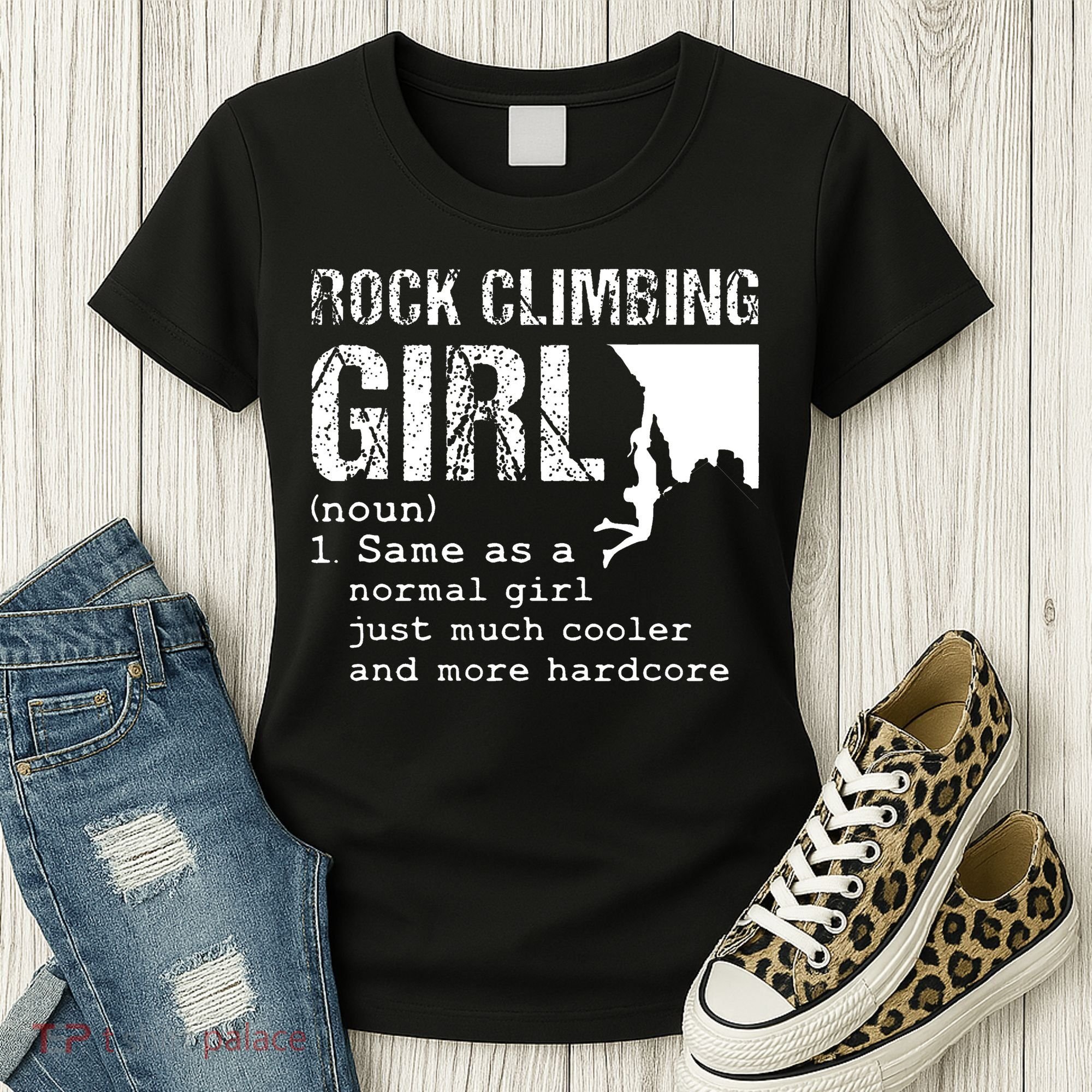 Rock Climbing Girl Definition Mountain Climber Bouldering Women's T-Shirt