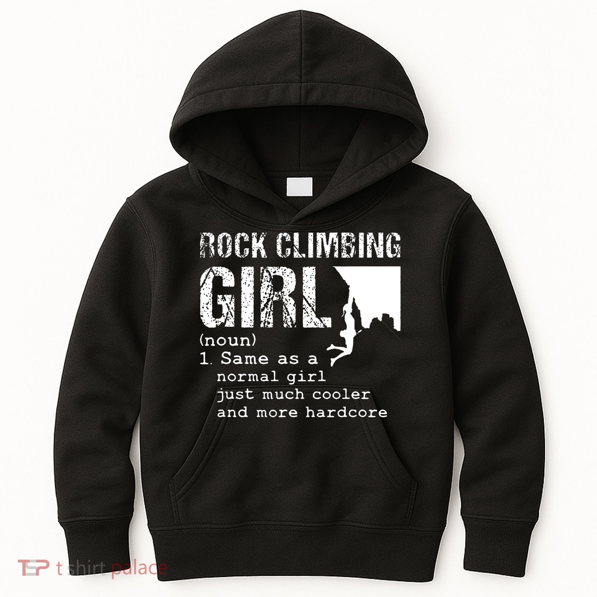 Rock Climbing Girl Definition Mountain Climber Bouldering Kids Hoodie