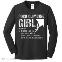 Rock Climbing Girl Definition Mountain Climber Bouldering Kids Long Sleeve Shirt thumb 0