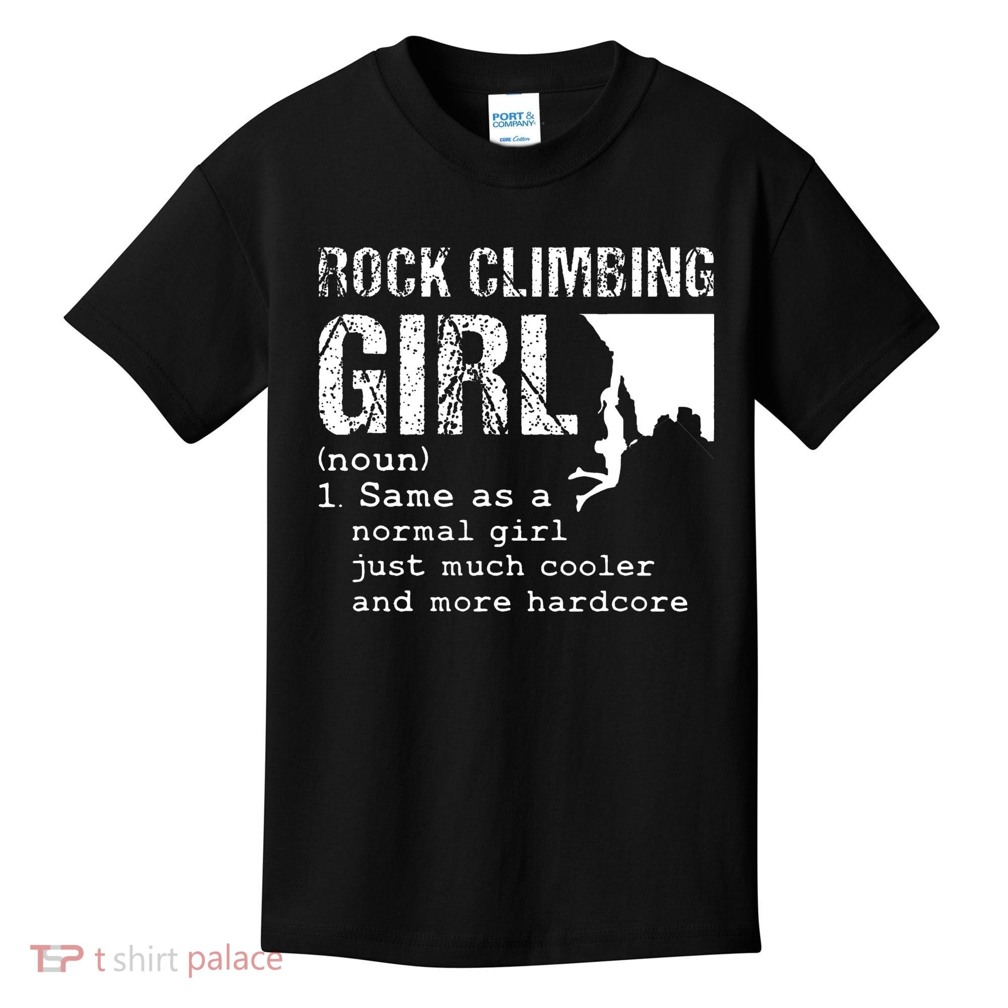 Rock Climbing Girl Definition Mountain Climber Bouldering Kids T-Shirt