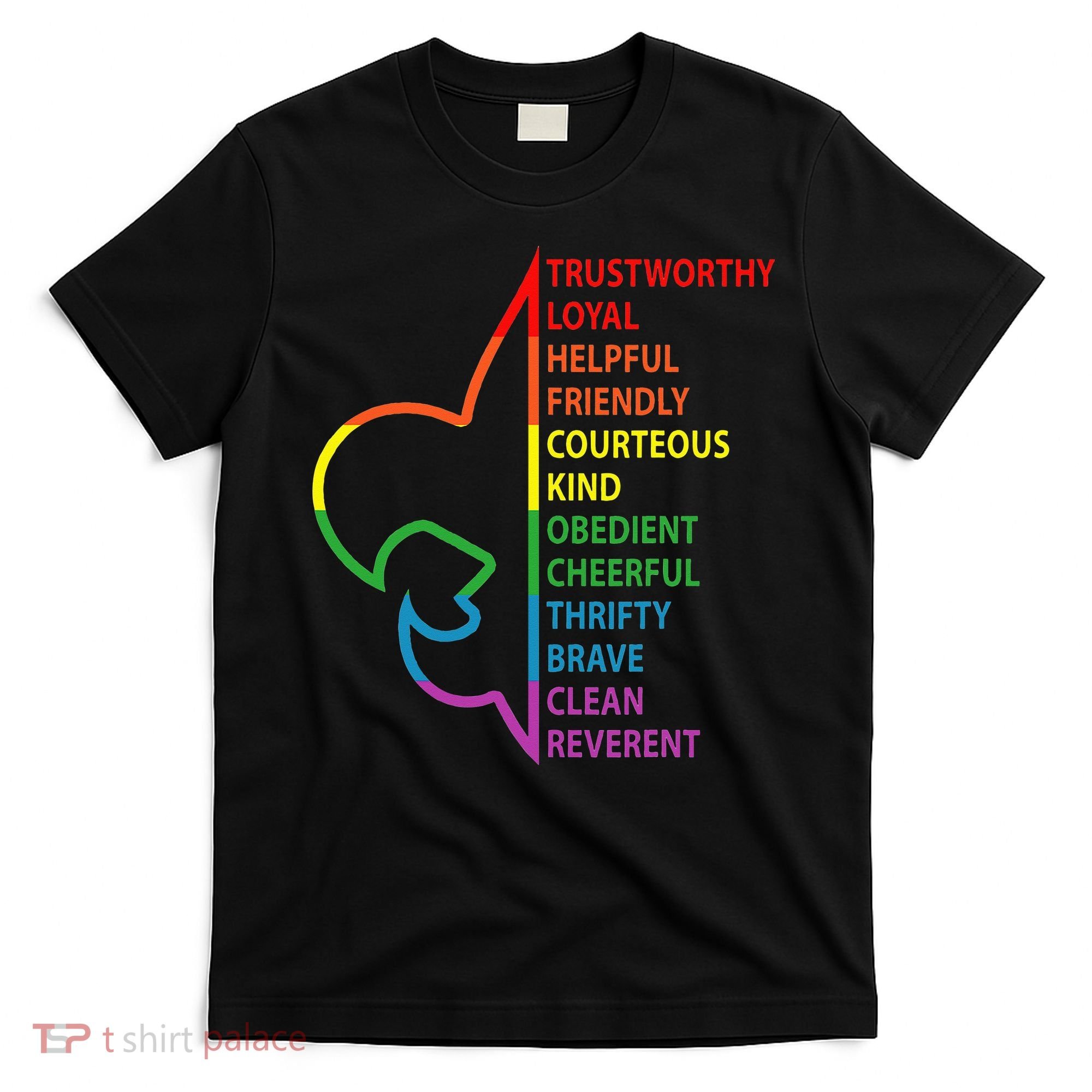 Rainbow Colorful Graphic Scout Law T-Shirt