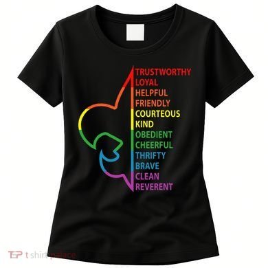 Rainbow Colorful Graphic Scout Law Women's T-Shirt