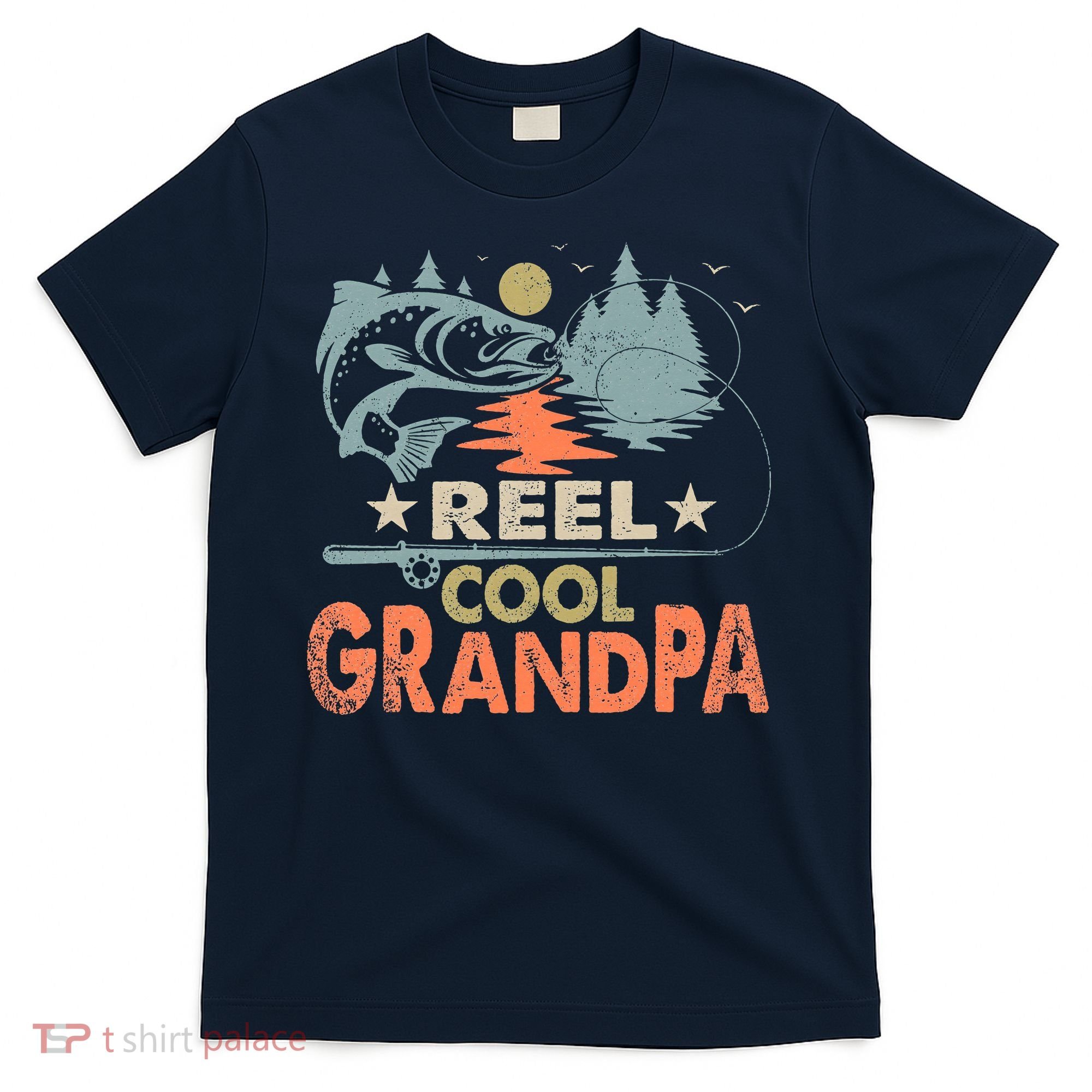 Reel Cool Grandpa Fishing Lover Vintage Father's Day T-Shirt